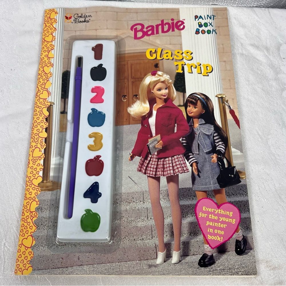 Vintage 1997 Barbie Paint Box Book Claas Trip School Field Trip Golden Book